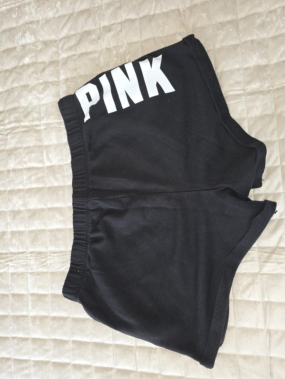 PINK Victoria's Secret Black Lounge Shorts with White Logo
